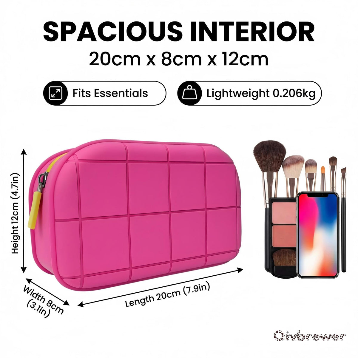 Qivbrewer Silicone Makeup Bag - Waterproof Cosmetic Organizer for Travel Versatile Small Toiletry Bag & Cute Makeup Bag for Women & Girls (Pink) - thewildfolk Qivbrewer Silicone Makeup Bag - Waterproof Cosmetic Organizer for Travel Versatile Small Toiletry Bag & Cute Makeup Bag for Women & Girls (Pink)