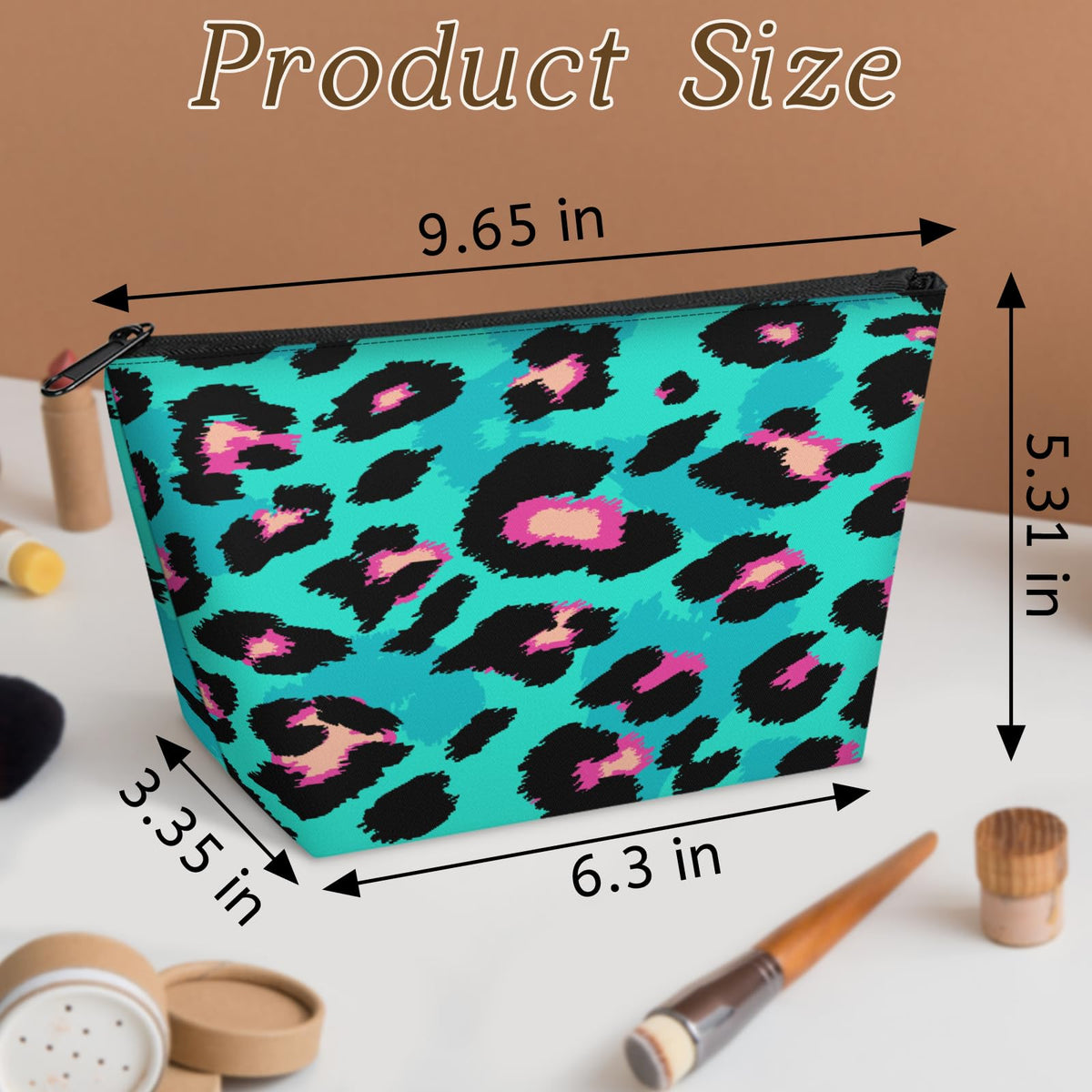 QsirBC Waterproof Makeup Bag Travel Cosmetic Pouch Multi Functional Organizer for Women Travel Gym Camping Gifts Leopard Jade Green - thewildfolk QsirBC Waterproof Makeup Bag Travel Cosmetic Pouch Multi Functional Organizer for Women Travel Gym Camping Gifts Leopard Jade Green