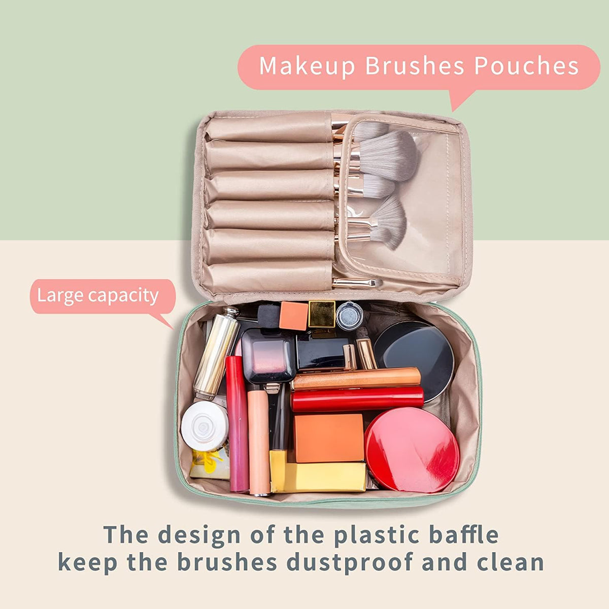 Queboom Travel Makeup Bag Cosmetic Bag Toiletry Bag for Women & Men, Green - thewildfolk Queboom Travel Makeup Bag Cosmetic Bag Toiletry Bag for Women & Men, Green