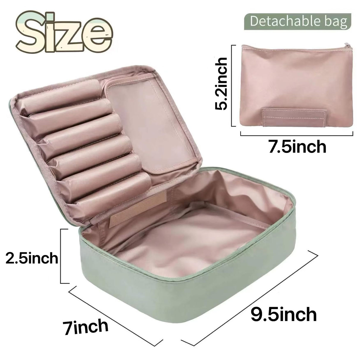 Queboom Travel Makeup Bag Cosmetic Bag Toiletry Bag for Women & Men, Green - thewildfolk Queboom Travel Makeup Bag Cosmetic Bag Toiletry Bag for Women & Men, Green