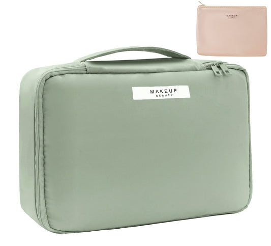 Queboom Travel Makeup Bag Cosmetic Bag Toiletry Bag for Women & Men, Green - thewildfolk Queboom Travel Makeup Bag Cosmetic Bag Toiletry Bag for Women & Men, Green