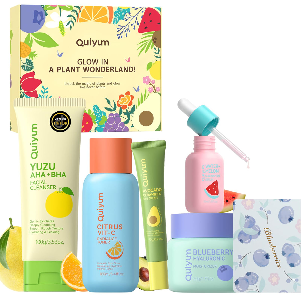QUIYUM Fruit Skin Care Set, 5 Daily Skincare Routine for Women Teen Girl - thewildfolk QUIYUM Fruit Skin Care Set, 5 Daily Skincare Routine for Women Teen Girl