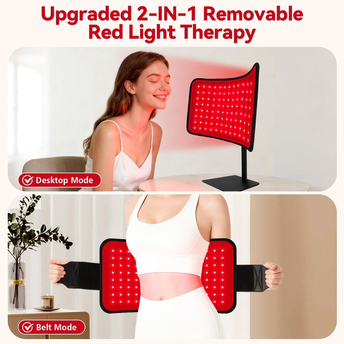 Red Light Therapy for Face & Body, 2-in-1 Red Light Panel with Belt, 660nm Red Light and 850nm Infrared Red Light Therapy Lamp, Remote Control, Adjustable Brightness & Timer for Skin Care & Relaxation - thewildfolk Red Light Therapy for Face & Body, 2-in-1 Red Light Panel with Belt, 660nm Red Light and 850nm Infrared Red Light Therapy Lamp, Remote Control, Adjustable Brightness & Timer for Skin Care & Relaxation