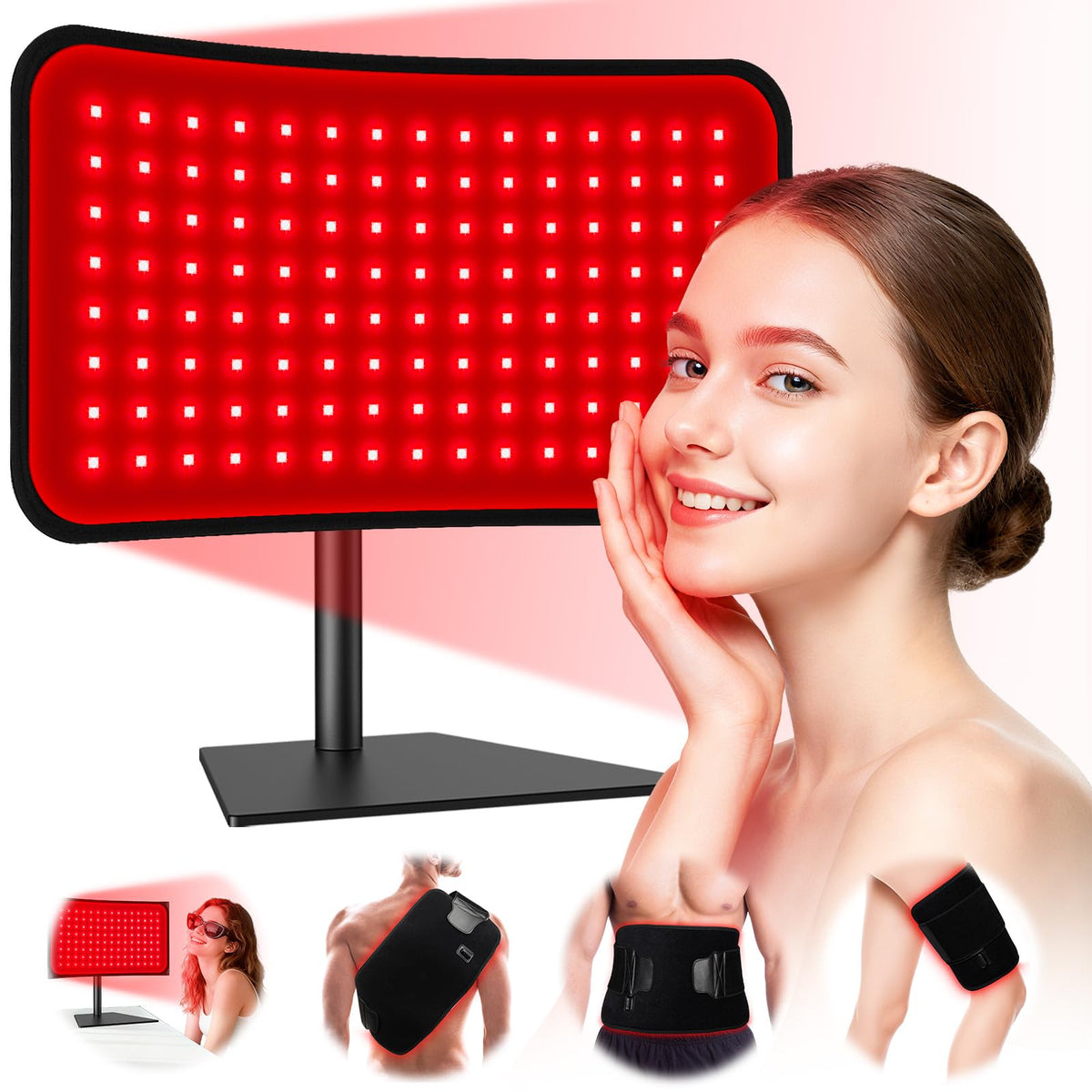 Red Light Therapy for Face & Body, 2-in-1 Red Light Panel with Belt, 660nm Red Light and 850nm Infrared Red Light Therapy Lamp, Remote Control, Adjustable Brightness & Timer for Skin Care & Relaxation - thewildfolk Red Light Therapy for Face & Body, 2-in-1 Red Light Panel with Belt, 660nm Red Light and 850nm Infrared Red Light Therapy Lamp, Remote Control, Adjustable Brightness & Timer for Skin Care & Relaxation