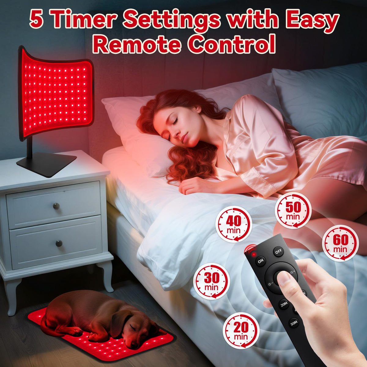 Red Light Therapy for Face & Body, 2-in-1 Red Light Panel with Belt, 660nm Red Light and 850nm Infrared Red Light Therapy Lamp, Remote Control, Adjustable Brightness & Timer for Skin Care & Relaxation - thewildfolk Red Light Therapy for Face & Body, 2-in-1 Red Light Panel with Belt, 660nm Red Light and 850nm Infrared Red Light Therapy Lamp, Remote Control, Adjustable Brightness & Timer for Skin Care & Relaxation
