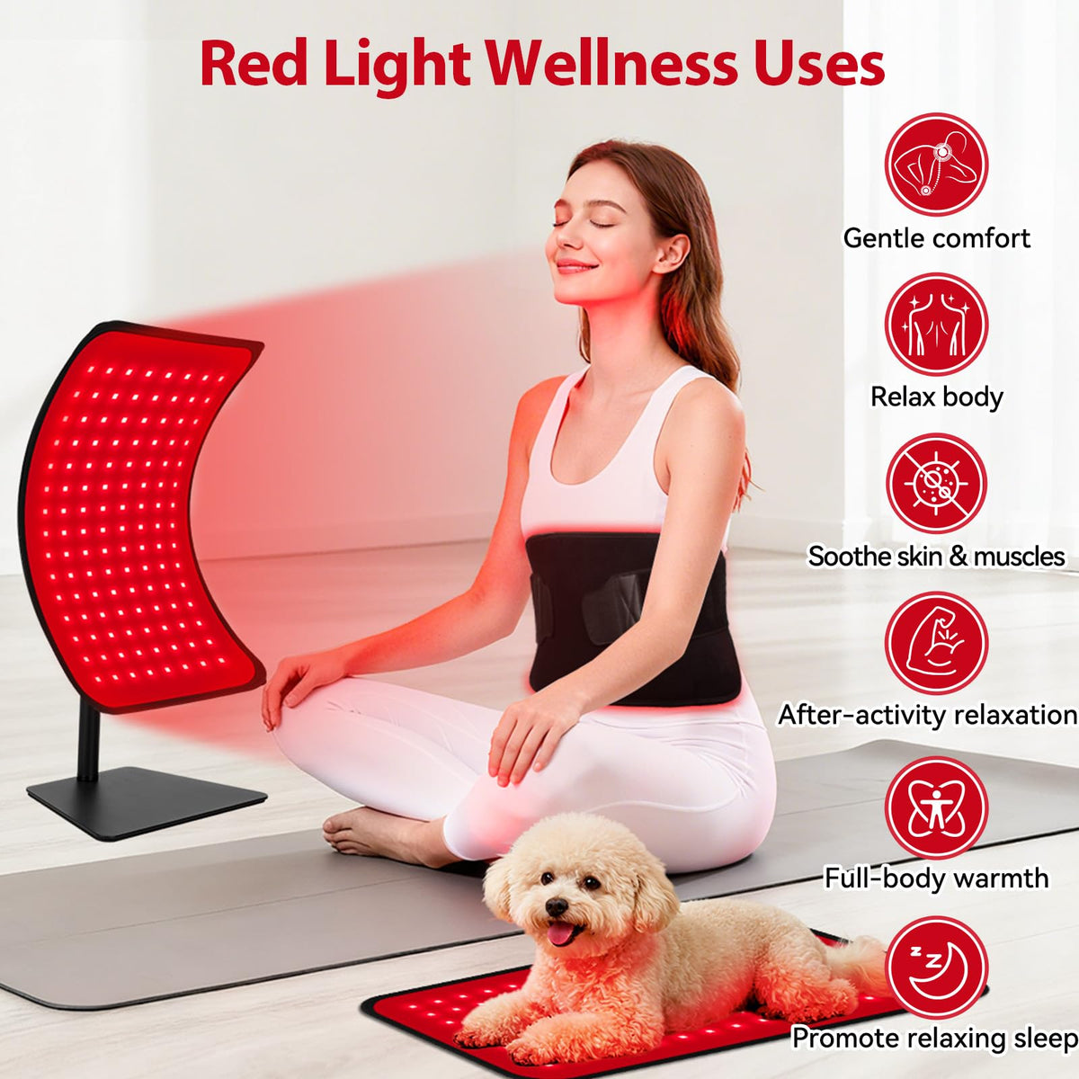 Red Light Therapy for Face & Body, 2-in-1 Red Light Panel with Belt, 660nm Red Light and 850nm Infrared Red Light Therapy Lamp, Remote Control, Adjustable Brightness & Timer for Skin Care & Relaxation - thewildfolk Red Light Therapy for Face & Body, 2-in-1 Red Light Panel with Belt, 660nm Red Light and 850nm Infrared Red Light Therapy Lamp, Remote Control, Adjustable Brightness & Timer for Skin Care & Relaxation