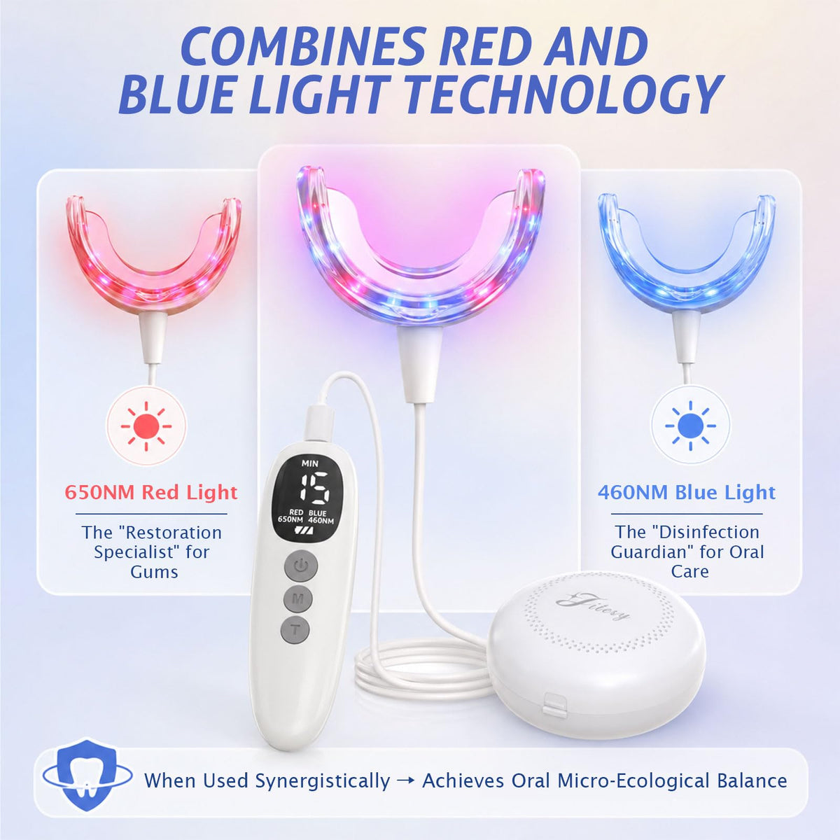Red Light Therapy for Gums, Red & Blue LED Light Experience with 18 LEDs, Comfortable Silicone Mouthpiece, Portable Personal Oral Care for Gum Health Toothache Relief, Bleeding Gums - thewildfolk Red Light Therapy for Gums, Red & Blue LED Light Experience with 18 LEDs, Comfortable Silicone Mouthpiece, Portable Personal Oral Care for Gum Health Toothache Relief, Bleeding Gums