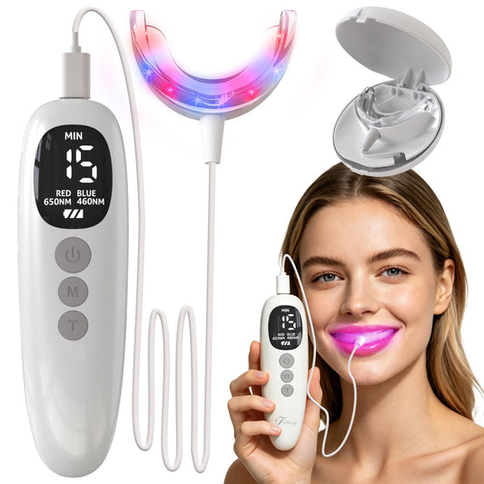 Red Light Therapy for Gums, Red & Blue LED Light Experience with 18 LEDs, Comfortable Silicone Mouthpiece, Portable Personal Oral Care for Gum Health Toothache Relief, Bleeding Gums - thewildfolk Red Light Therapy for Gums, Red & Blue LED Light Experience with 18 LEDs, Comfortable Silicone Mouthpiece, Portable Personal Oral Care for Gum Health Toothache Relief, Bleeding Gums