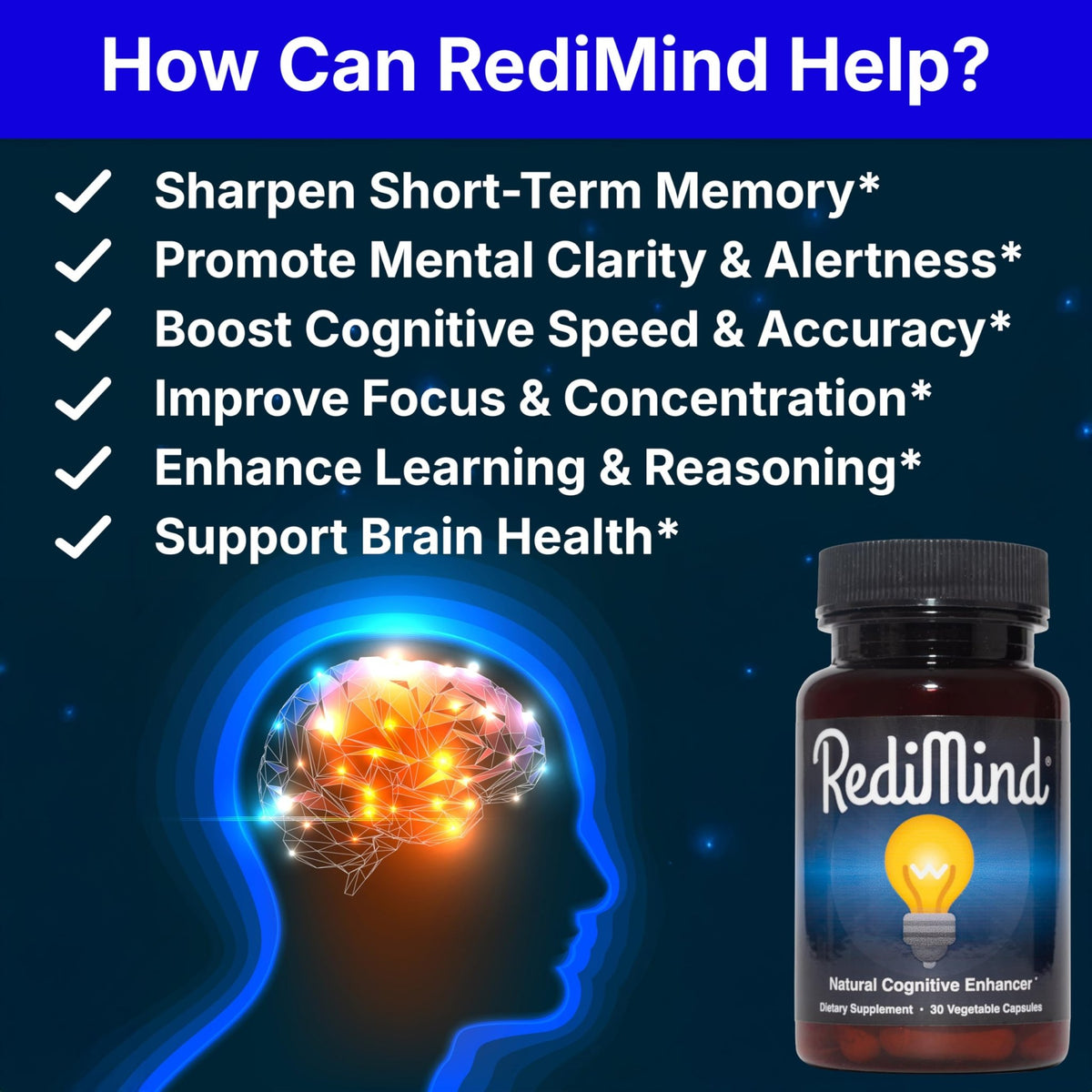 RediMind Natural Cognitive Support and Brain Supplement, Vegan, Gluten-Free - thewildfolk RediMind Natural Cognitive Support and Brain Supplement, Vegan, Gluten-Free