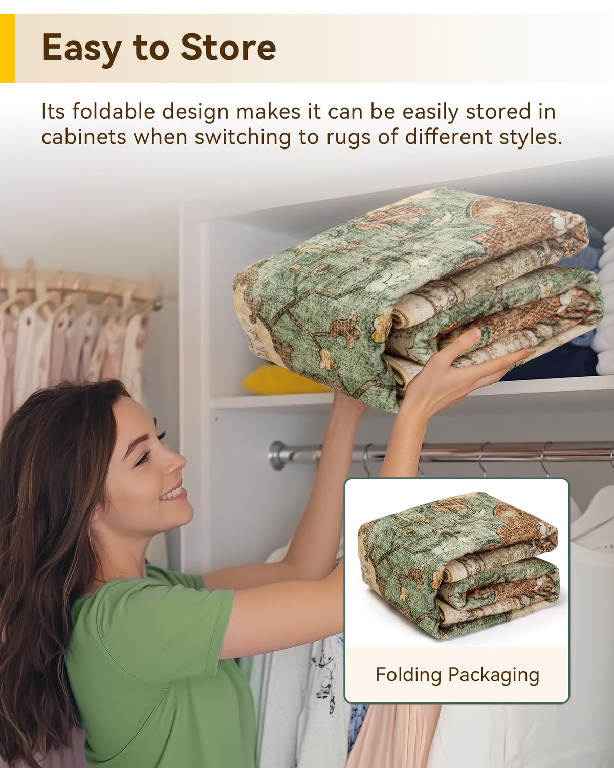 RELEANY Washable Area Rug, 8'x10', Brick/Brown/Green - thewildfolk RELEANY Washable Area Rug, 8'x10', Brick/Brown/Green