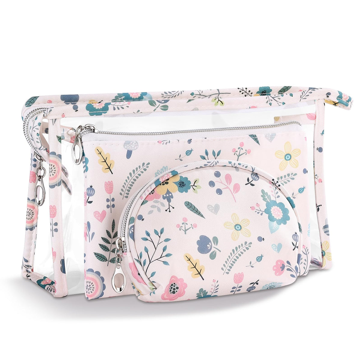 Richeart Makeup Bag, Clear Bag with Zipper, 3PC Floral Flowers Makeup Pouch, Waterproof Small Pouch, Portable Travel Toiletry Bag, C - thewildfolk Richeart Makeup Bag, Clear Bag with Zipper, 3PC Floral Flowers Makeup Pouch, Waterproof Small Pouch, Portable Travel Toiletry Bag, C