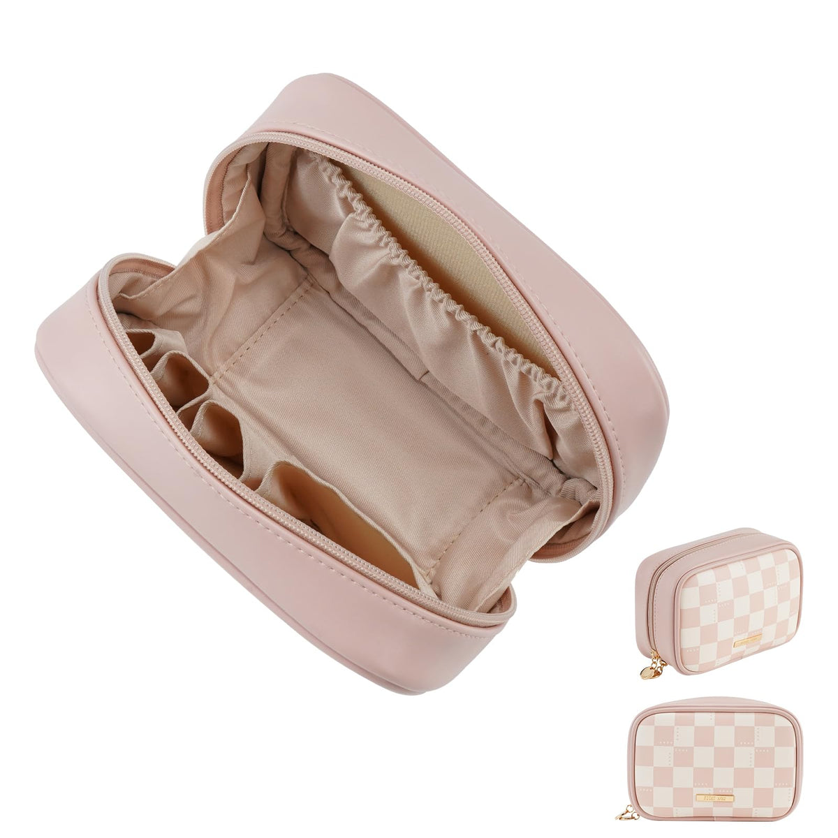 RIGHT AWAY Checkered Makeup Bag for Purse,Small Cosmetic Bag Organizer for Women, Travel Make Up Pouch Waterproof Toiletry Bag Cute Makeup Case for Travel Accessories(Pink Checkerboard) - thewildfolk RIGHT AWAY Checkered Makeup Bag for Purse,Small Cosmetic Bag Organizer for Women, Travel Make Up Pouch Waterproof Toiletry Bag Cute Makeup Case for Travel Accessories(Pink Checkerboard)