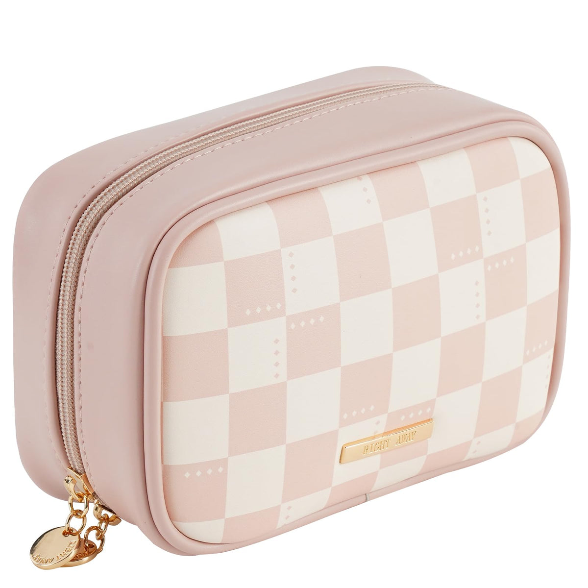 RIGHT AWAY Checkered Makeup Bag for Purse,Small Cosmetic Bag Organizer for Women, Travel Make Up Pouch Waterproof Toiletry Bag Cute Makeup Case for Travel Accessories(Pink Checkerboard) - thewildfolk RIGHT AWAY Checkered Makeup Bag for Purse,Small Cosmetic Bag Organizer for Women, Travel Make Up Pouch Waterproof Toiletry Bag Cute Makeup Case for Travel Accessories(Pink Checkerboard)