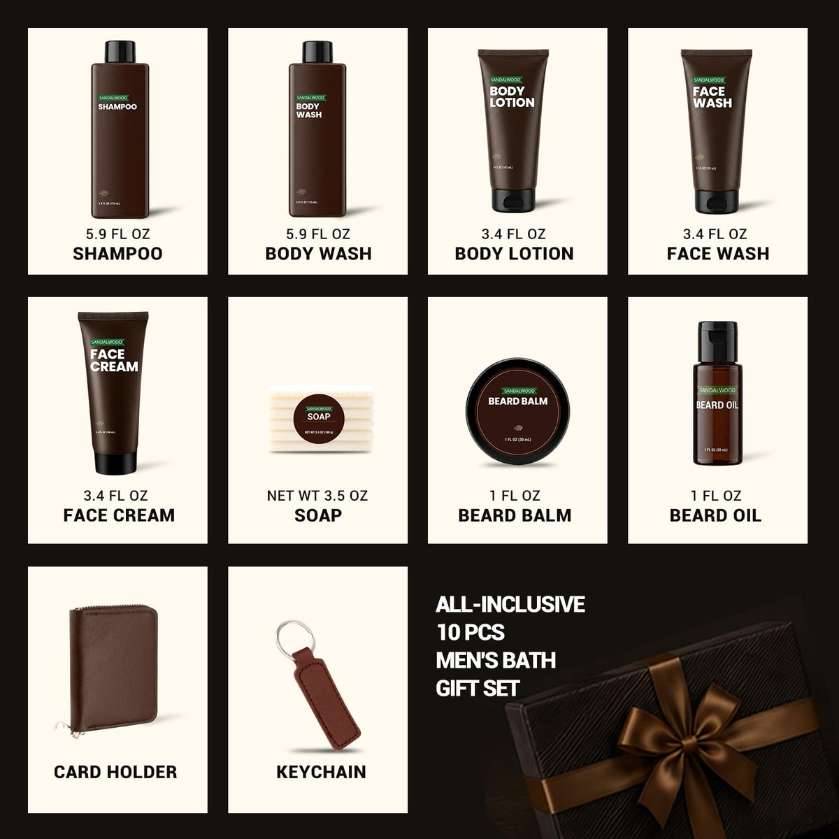 Rinse & Robust Gifts for Men 10Pcs Gift baskets for Men, Sandalwood Bath and Body Works Men Gifts for Birthday for Dad Boyfriend Husband - thewildfolk Rinse & Robust Gifts for Men 10Pcs Gift baskets for Men, Sandalwood Bath and Body Works Men Gifts for Birthday for Dad Boyfriend Husband