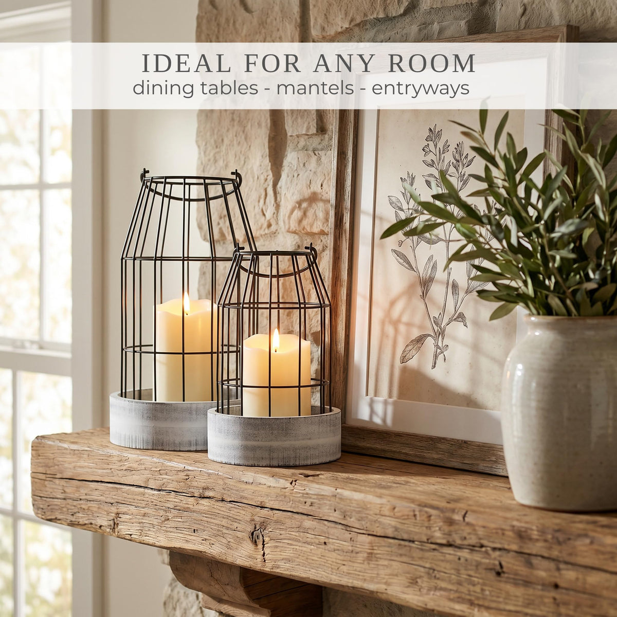 Rustic Farmhouse Lantern Decor Set of 2 - Stylish Decorative Lanterns - thewildfolk Rustic Farmhouse Lantern Decor Set of 2 - Stylish Decorative Lanterns