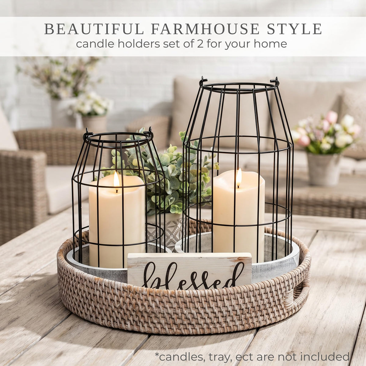 Rustic Farmhouse Lantern Decor Set of 2 - Stylish Decorative Lanterns - thewildfolk Rustic Farmhouse Lantern Decor Set of 2 - Stylish Decorative Lanterns