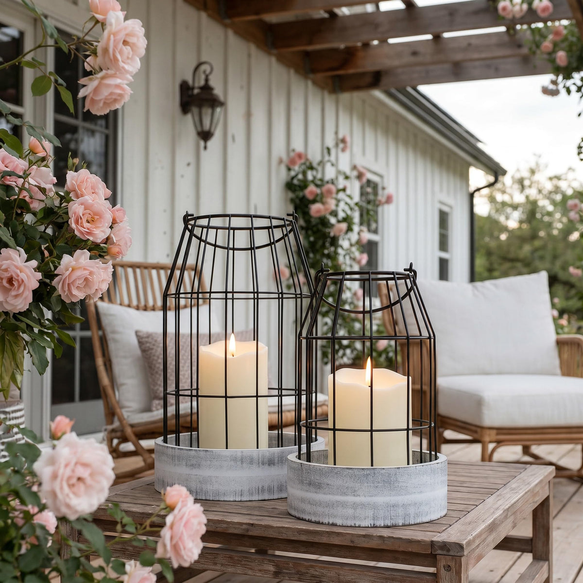 Rustic Farmhouse Lantern Decor Set of 2 - Stylish Decorative Lanterns - thewildfolk Rustic Farmhouse Lantern Decor Set of 2 - Stylish Decorative Lanterns