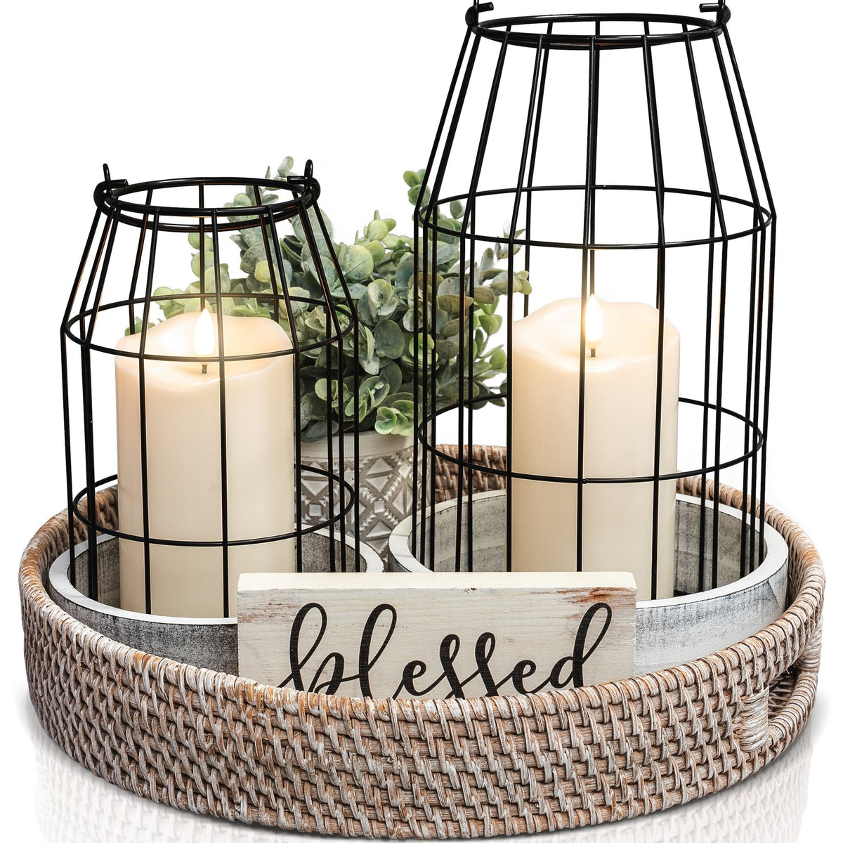 Rustic Farmhouse Lantern Decor Set of 2 - Stylish Decorative Lanterns - thewildfolk Rustic Farmhouse Lantern Decor Set of 2 - Stylish Decorative Lanterns