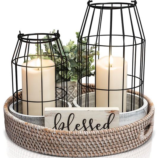 Rustic Farmhouse Lantern Decor Set of 2 - Stylish Decorative Lanterns - thewildfolk Rustic Farmhouse Lantern Decor Set of 2 - Stylish Decorative Lanterns