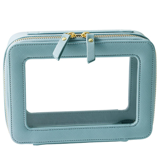 SANHECUN Toiletry bag waterproof cosmetic organizer with handle large opening for travelling (Blue) - thewildfolk SANHECUN Toiletry bag waterproof cosmetic organizer with handle large opening for travelling (Blue)