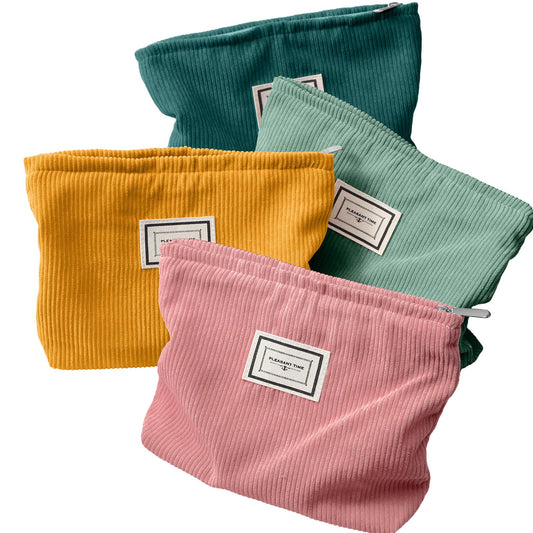 Sanwuta 4 Pack Velvet Corduroy Makeup Bag Zipper Pouch,Retro Color,Plaid - thewildfolk Sanwuta 4 Pack Velvet Corduroy Makeup Bag Zipper Pouch,Retro Color,Plaid
