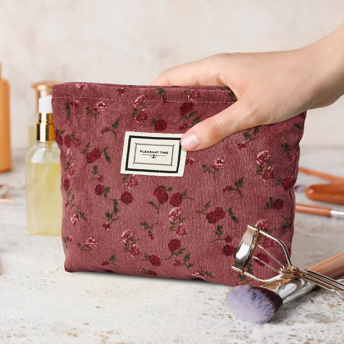 Sanwuta 4 Pcs Corduroy Cosmetic Bags Floral Makeup Bag Corduroy Cosmetic Pouch Flower Travel Toiletry Zipper Bag Large Capacity Aesthetic Purse Organizer Cute Handbags for Women, Girls Gifts, 4 Styles - thewildfolk Sanwuta 4 Pcs Corduroy Cosmetic Bags Floral Makeup Bag Corduroy Cosmetic Pouch Flower Travel Toiletry Zipper Bag Large Capacity Aesthetic Purse Organizer Cute Handbags for Women, Girls Gifts, 4 Styles