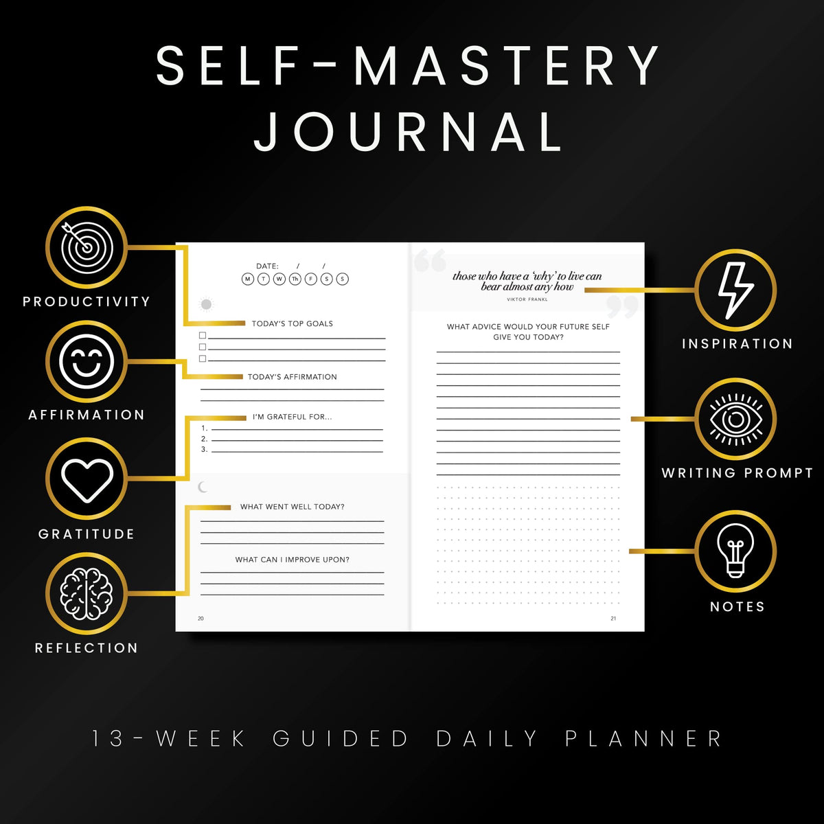 Self-Mastery Journal for Men with Prompts - 13 Week Guided Gratitude Journal - 5 Minute Journal - Reflection Manifestation Journals for Mindfulness - Self Care Journal - Goal Journal for Women & Men - thewildfolk Self-Mastery Journal for Men with Prompts - 13 Week Guided Gratitude Journal - 5 Minute Journal - Reflection Manifestation Journals for Mindfulness - Self Care Journal - Goal Journal for Women & Men