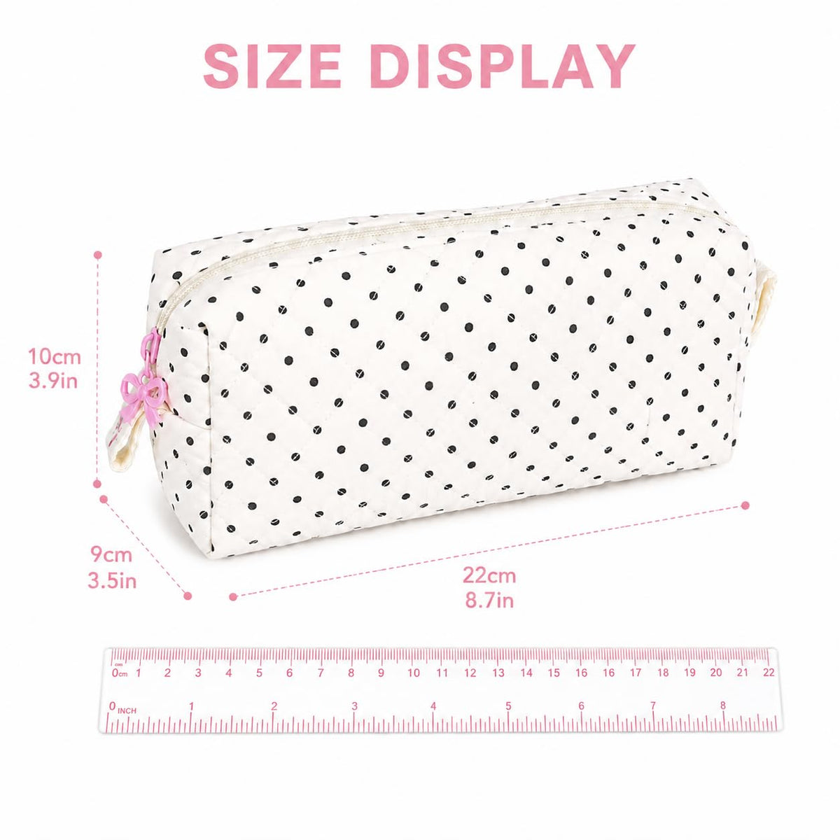 shiprabags Cute Quilted Pencil Case for Women, Aesthetic Small Floral Pencil Pouch, Slim Soft Pencil Bag for Stationery Supplies & Daily Use（Polka Dot） - thewildfolk shiprabags Cute Quilted Pencil Case for Women, Aesthetic Small Floral Pencil Pouch, Slim Soft Pencil Bag for Stationery Supplies & Daily Use（Polka Dot）