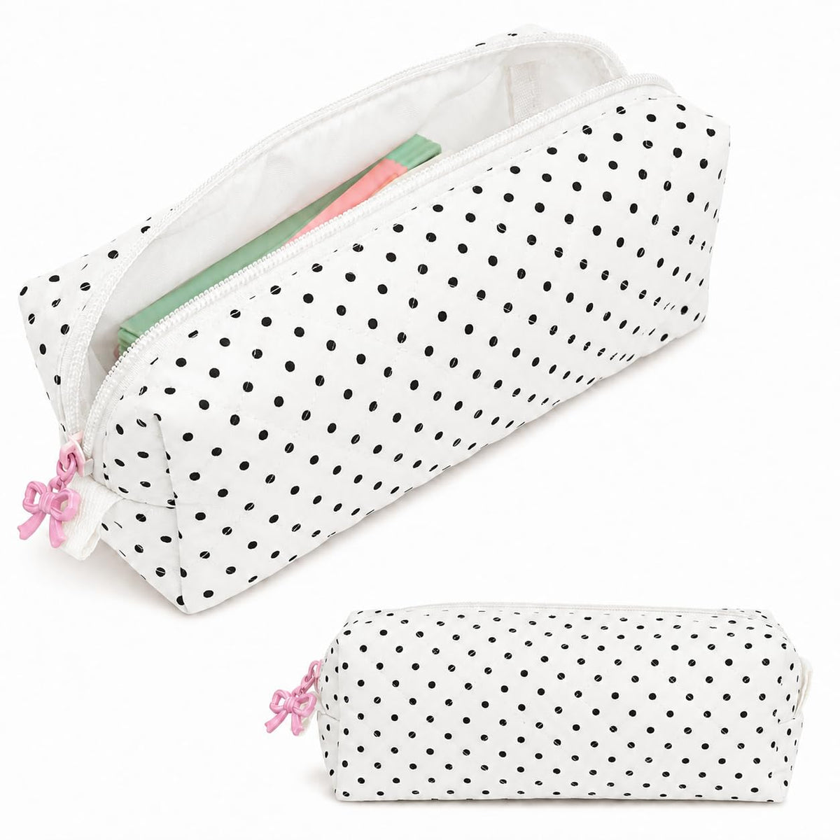 shiprabags Cute Quilted Pencil Case for Women, Aesthetic Small Floral Pencil Pouch, Slim Soft Pencil Bag for Stationery Supplies & Daily Use（Polka Dot） - thewildfolk shiprabags Cute Quilted Pencil Case for Women, Aesthetic Small Floral Pencil Pouch, Slim Soft Pencil Bag for Stationery Supplies & Daily Use（Polka Dot）
