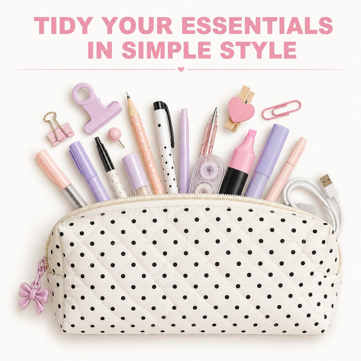 shiprabags Cute Quilted Pencil Case for Women, Aesthetic Small Floral Pencil Pouch, Slim Soft Pencil Bag for Stationery Supplies & Daily Use（Polka Dot） - thewildfolk shiprabags Cute Quilted Pencil Case for Women, Aesthetic Small Floral Pencil Pouch, Slim Soft Pencil Bag for Stationery Supplies & Daily Use（Polka Dot）