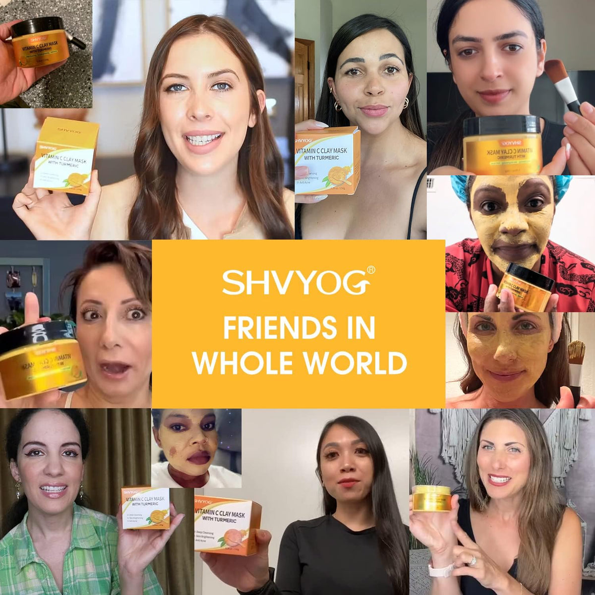 SHVYOG Turmeric Vitamin C Clay Mask with Kaolin Clay for Dull & Blemish-Prone Skin, Deep Cleansing Facial Mask, Face Masks Skincare for Controlling Oil and Refining Pores 5.29 Oz 150g - thewildfolk SHVYOG Turmeric Vitamin C Clay Mask with Kaolin Clay for Dull & Blemish-Prone Skin, Deep Cleansing Facial Mask, Face Masks Skincare for Controlling Oil and Refining Pores 5.29 Oz 150g
