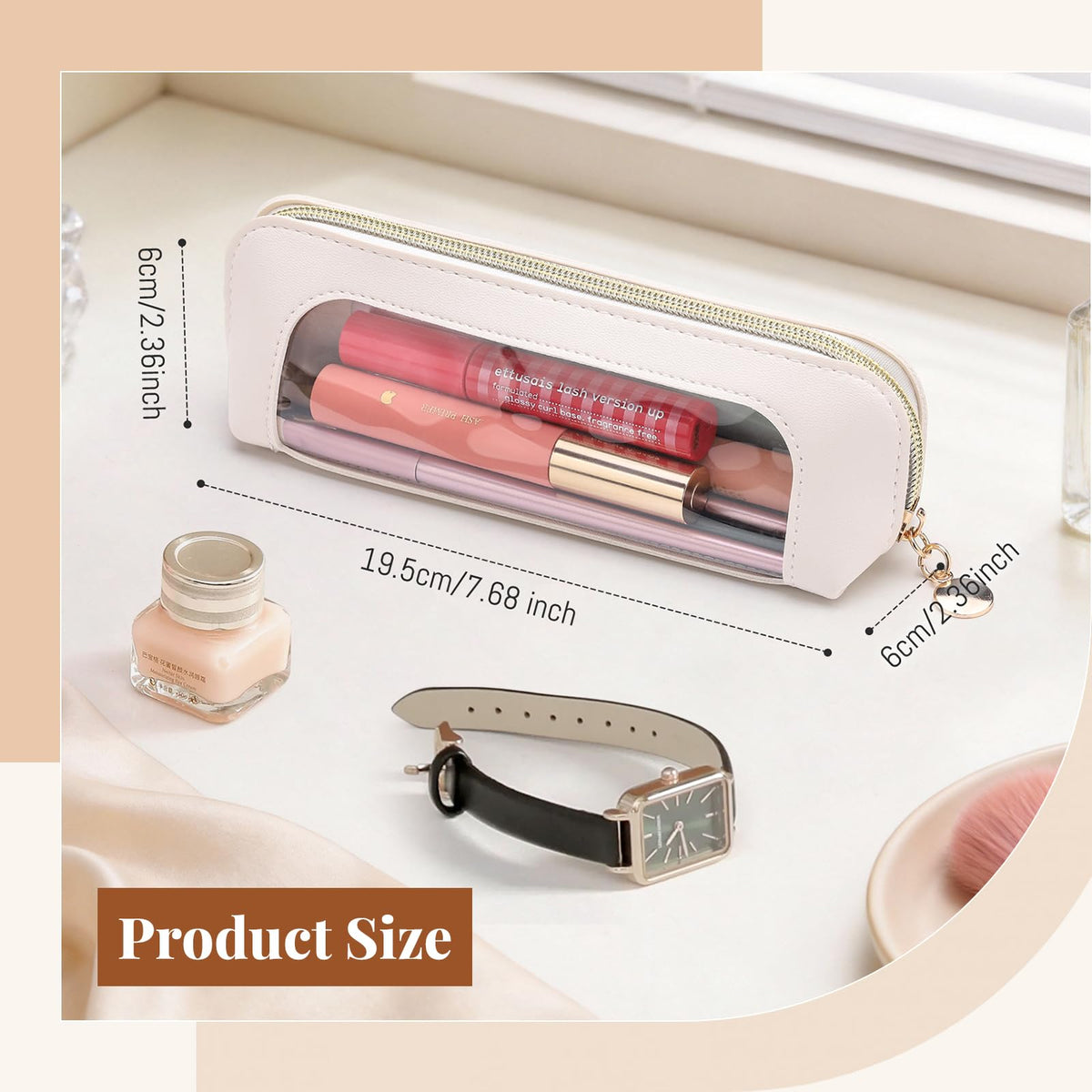 Sightor Clear Makeup Bag PU Leather Makeup Brush Case Makeup Bag for Purse - thewildfolk Sightor Clear Makeup Bag PU Leather Makeup Brush Case Makeup Bag for Purse