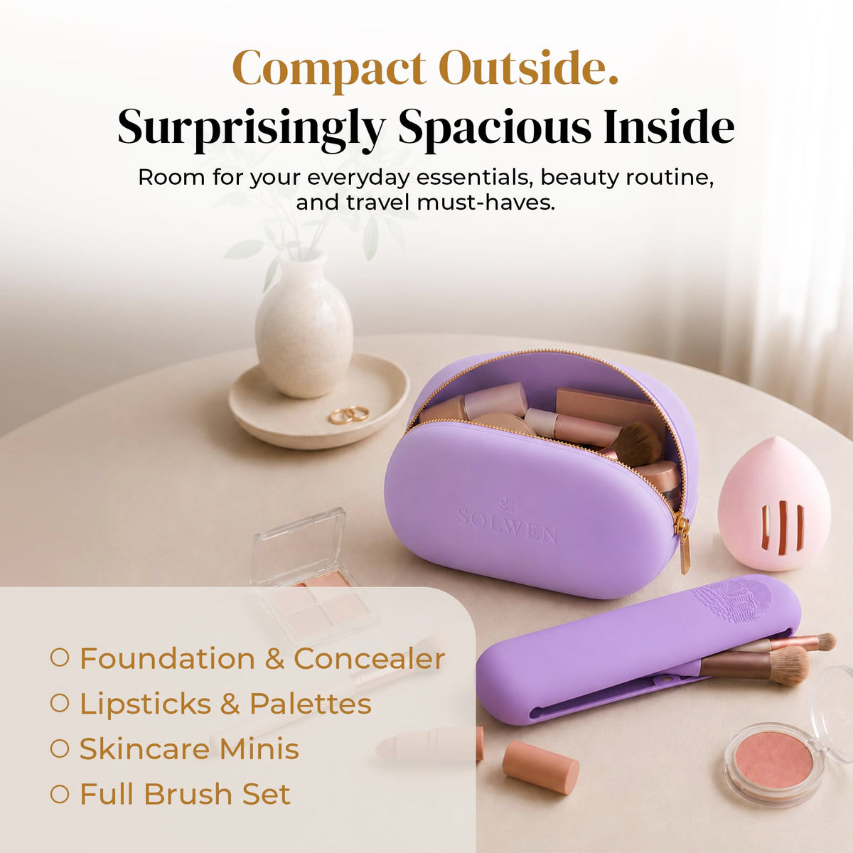 Silicone Makeup Bag Set - Cosmetic Pouch, Brush Holder, Beauty Sponge Case - thewildfolk Silicone Makeup Bag Set - Cosmetic Pouch, Brush Holder, Beauty Sponge Case