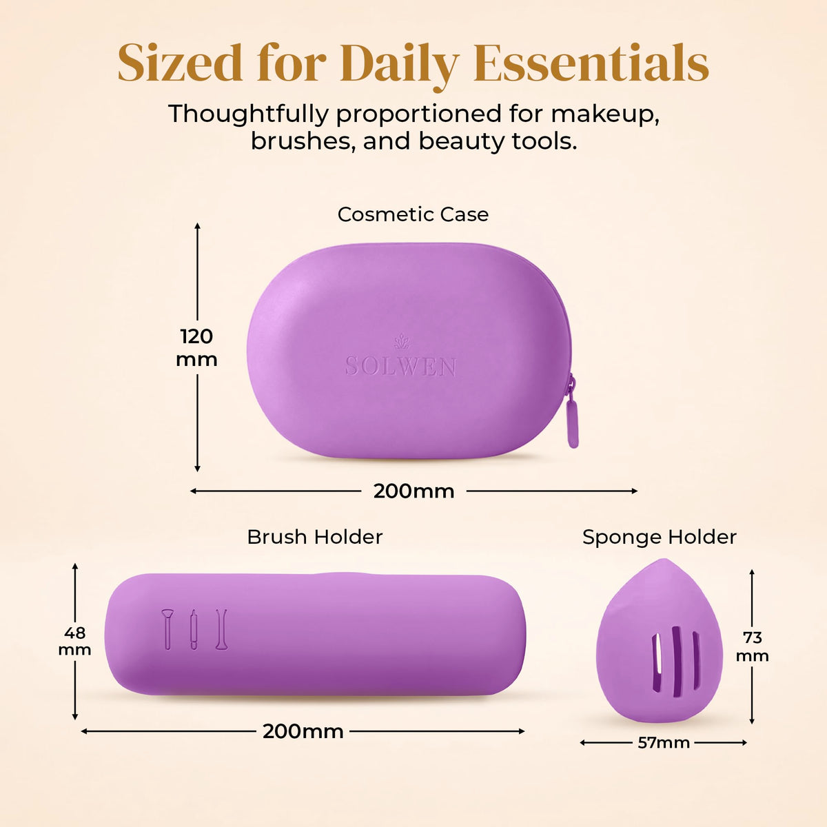 Silicone Makeup Bag Set - Cosmetic Pouch, Brush Holder, Beauty Sponge Case - thewildfolk Silicone Makeup Bag Set - Cosmetic Pouch, Brush Holder, Beauty Sponge Case