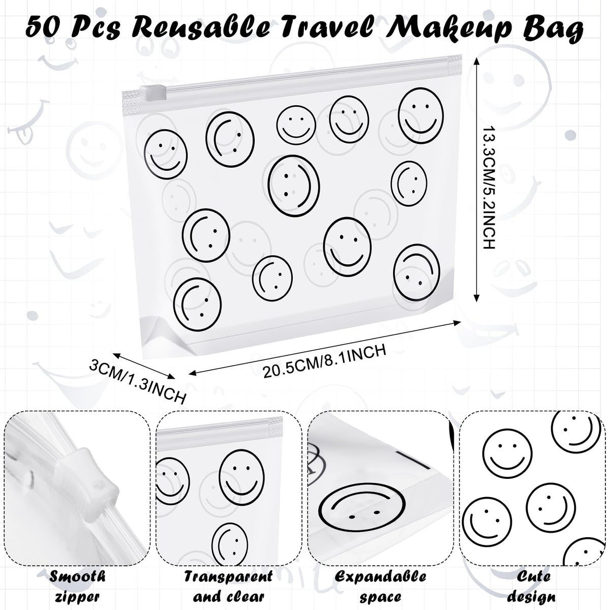Silkfly 50 Pcs Clear Makeup Bags Bulk Cosmetic Bags with Zippers Travel Toiletry Pouch for Women Men Portable Waterproof PE Pouch Fit Airport Airline Compliant - thewildfolk Silkfly 50 Pcs Clear Makeup Bags Bulk Cosmetic Bags with Zippers Travel Toiletry Pouch for Women Men Portable Waterproof PE Pouch Fit Airport Airline Compliant
