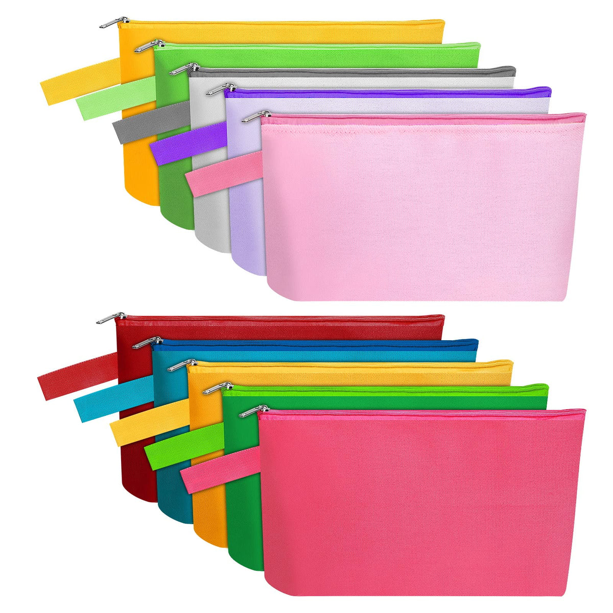 Sinzip 10 Pieces Cotton Canvas Makeup Bag with Bottom and Strap, Multi-Purpose Cosmetic Bag with Zipper Travel Toiletry Pouch, Blank DIY Craft Bag (Multicolor 02, S) - thewildfolk Sinzip 10 Pieces Cotton Canvas Makeup Bag with Bottom and Strap, Multi-Purpose Cosmetic Bag with Zipper Travel Toiletry Pouch, Blank DIY Craft Bag (Multicolor 02, S)