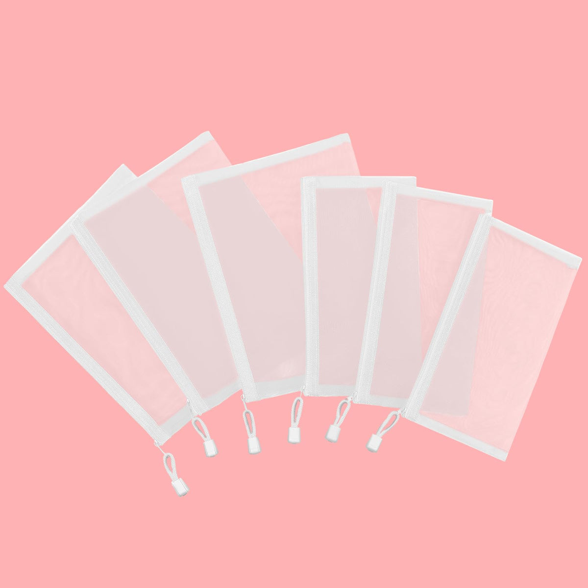 Sinzip 12 Pieces Zipper Nylon Mesh Pouch, Mesh Cosmetic Bags Makeup Bags Pencil Case, Multipurpose Travel Bags for Cosmetic School Office Supplies and Travel Accessories (White, A5) - thewildfolk Sinzip 12 Pieces Zipper Nylon Mesh Pouch, Mesh Cosmetic Bags Makeup Bags Pencil Case, Multipurpose Travel Bags for Cosmetic School Office Supplies and Travel Accessories (White, A5)