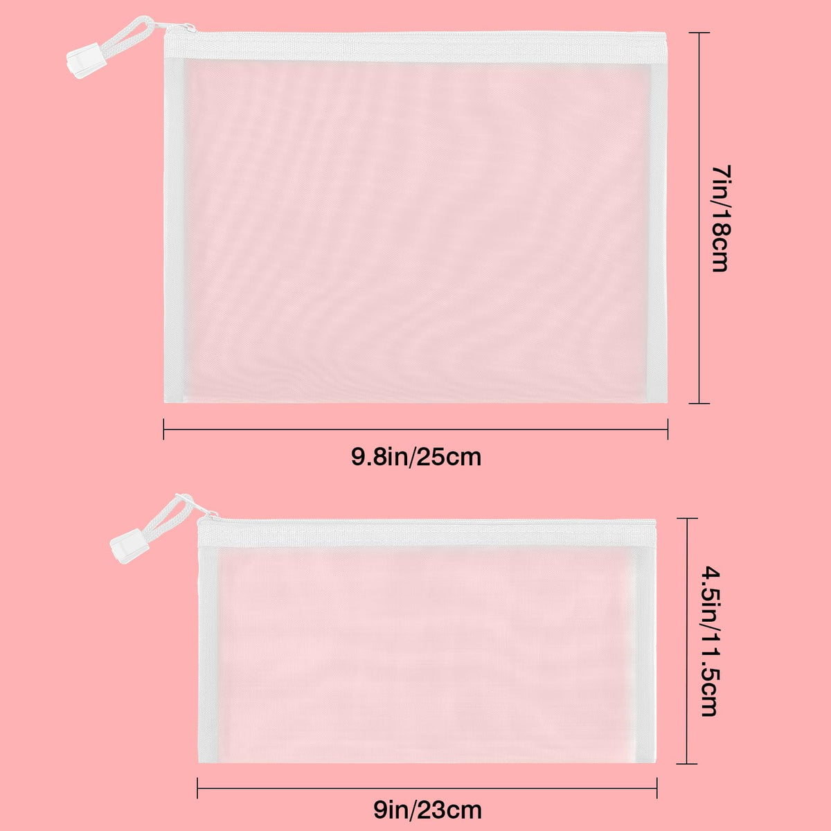 Sinzip 12 Pieces Zipper Nylon Mesh Pouch, Mesh Cosmetic Bags Makeup Bags Pencil Case, Multipurpose Travel Bags for Cosmetic School Office Supplies and Travel Accessories (White, A5) - thewildfolk Sinzip 12 Pieces Zipper Nylon Mesh Pouch, Mesh Cosmetic Bags Makeup Bags Pencil Case, Multipurpose Travel Bags for Cosmetic School Office Supplies and Travel Accessories (White, A5)