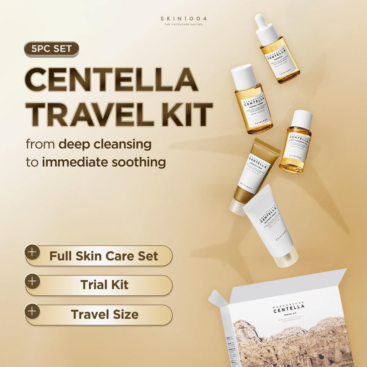 SKIN1004 Centella Travel Kit, Korean Skin Care Set of 5, Travel Size - thewildfolk SKIN1004 Centella Travel Kit, Korean Skin Care Set of 5, Travel Size