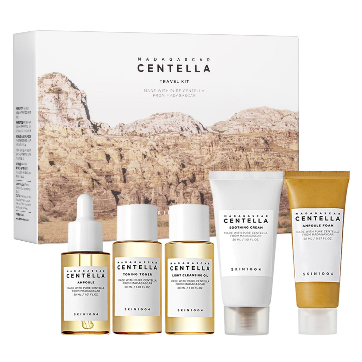 SKIN1004 Centella Travel Kit, Korean Skin Care Set of 5, Travel Size - thewildfolk SKIN1004 Centella Travel Kit, Korean Skin Care Set of 5, Travel Size