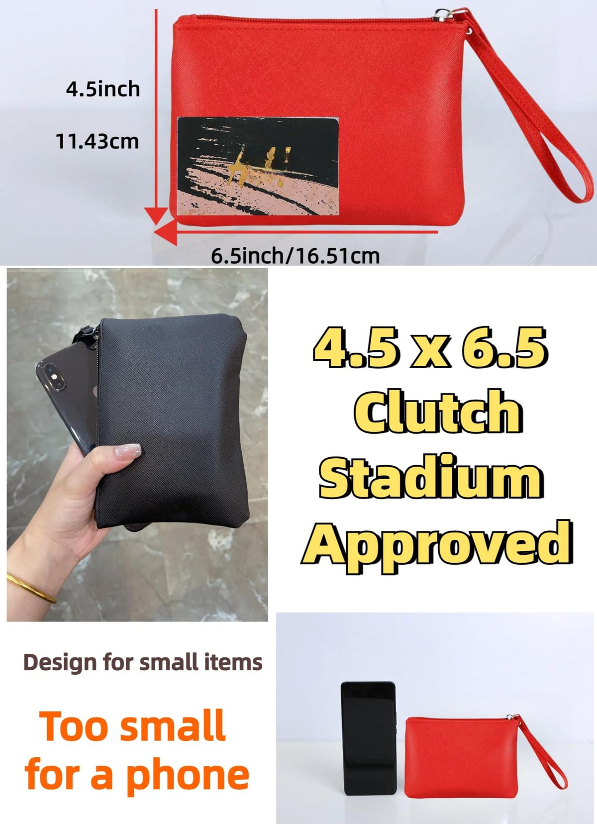 Small Makeup Bag for Purse Mini Cosmetic Pouch Zipper Little Wristlet, Tiny Make Up Organizer Lipstick Feminine Product Car Change Coin Holder for Women, 4.5 x 6.5 Clutch Stadium Approved, 1 Red - thewildfolk Small Makeup Bag for Purse Mini Cosmetic Pouch Zipper Little Wristlet, Tiny Make Up Organizer Lipstick Feminine Product Car Change Coin Holder for Women, 4.5 x 6.5 Clutch Stadium Approved, 1 Red