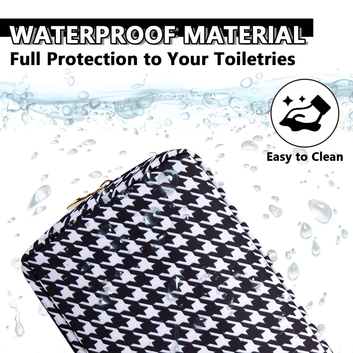 Small Makeup Bag Pouch for Purse，Nylon Travel Toiletry Storage Bag Cute Houndstooth Cosmetic Bag for Women Girls，Waterproof Makeup Organizer Bag Pouch Skincare Bag with Zipper (Small-Houndstooth) - thewildfolk Small Makeup Bag Pouch for Purse，Nylon Travel Toiletry Storage Bag Cute Houndstooth Cosmetic Bag for Women Girls，Waterproof Makeup Organizer Bag Pouch Skincare Bag with Zipper (Small-Houndstooth)