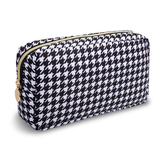 Small Makeup Bag Pouch for Purse，Nylon Travel Toiletry Storage Bag Cute Houndstooth Cosmetic Bag for Women Girls，Waterproof Makeup Organizer Bag Pouch Skincare Bag with Zipper (Small-Houndstooth) - thewildfolk Small Makeup Bag Pouch for Purse，Nylon Travel Toiletry Storage Bag Cute Houndstooth Cosmetic Bag for Women Girls，Waterproof Makeup Organizer Bag Pouch Skincare Bag with Zipper (Small-Houndstooth)
