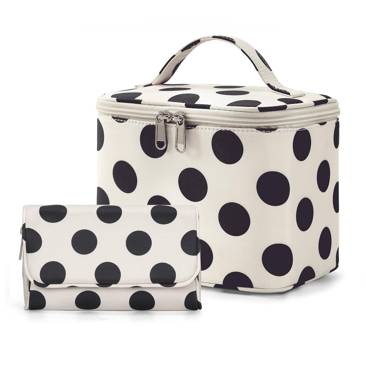 Small Mirror Cosmetic Pouch + Medium Handheld Travel Makeup Bag (Polka Dot) - thewildfolk Small Mirror Cosmetic Pouch + Medium Handheld Travel Makeup Bag (Polka Dot)