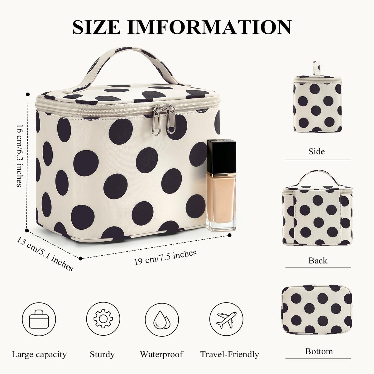 Small Mirror Cosmetic Pouch + Medium Handheld Travel Makeup Bag (Polka Dot) - thewildfolk Small Mirror Cosmetic Pouch + Medium Handheld Travel Makeup Bag (Polka Dot)