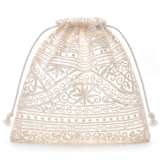 Sminra Mesh Drawstring Makeup Bag for Women, Lace Cosmetic Pouch - thewildfolk Sminra Mesh Drawstring Makeup Bag for Women, Lace Cosmetic Pouch