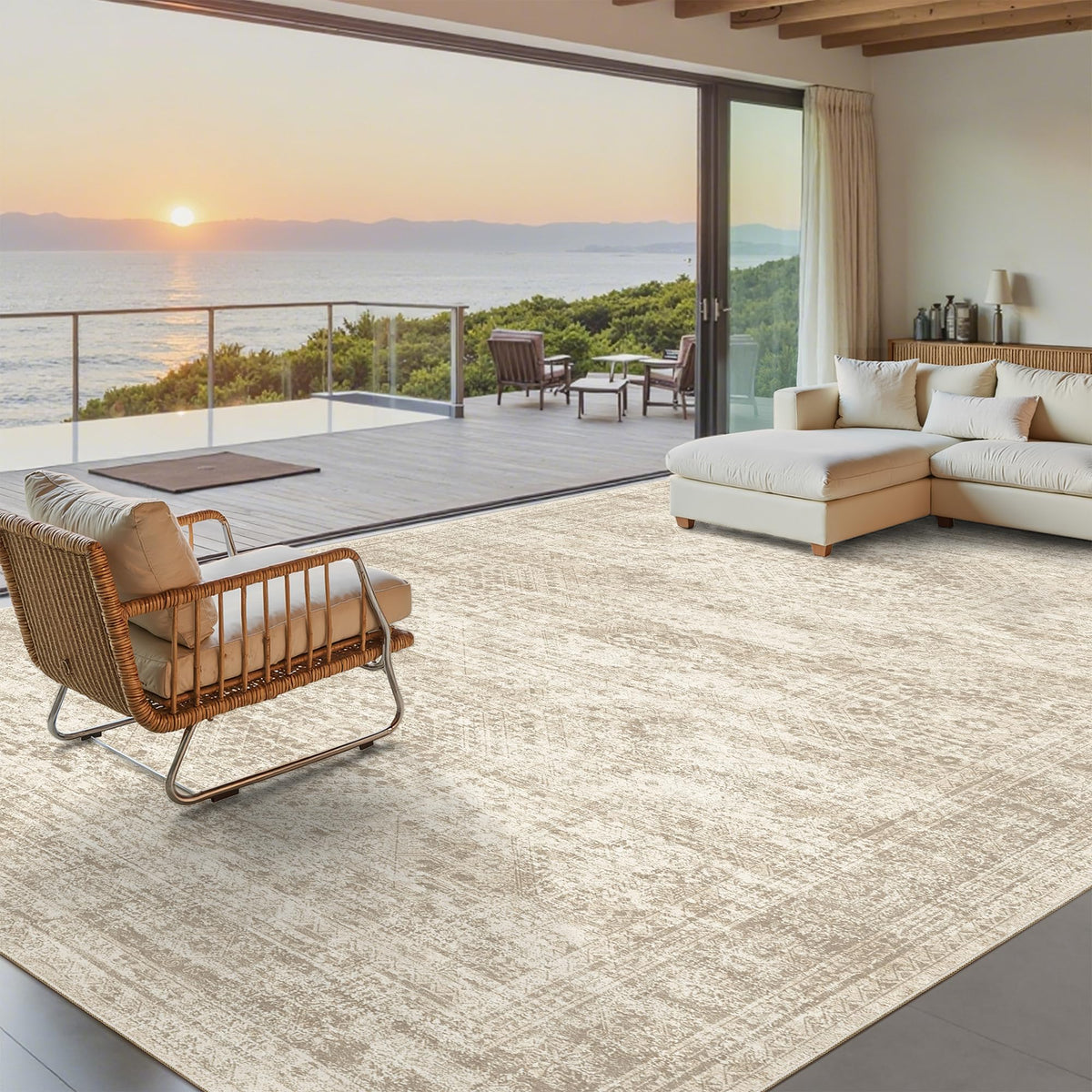 Soalmost Washable Area Rug 8x10 Large Soft Beige Rugs for Living Room - thewildfolk Soalmost Washable Area Rug 8x10 Large Soft Beige Rugs for Living Room