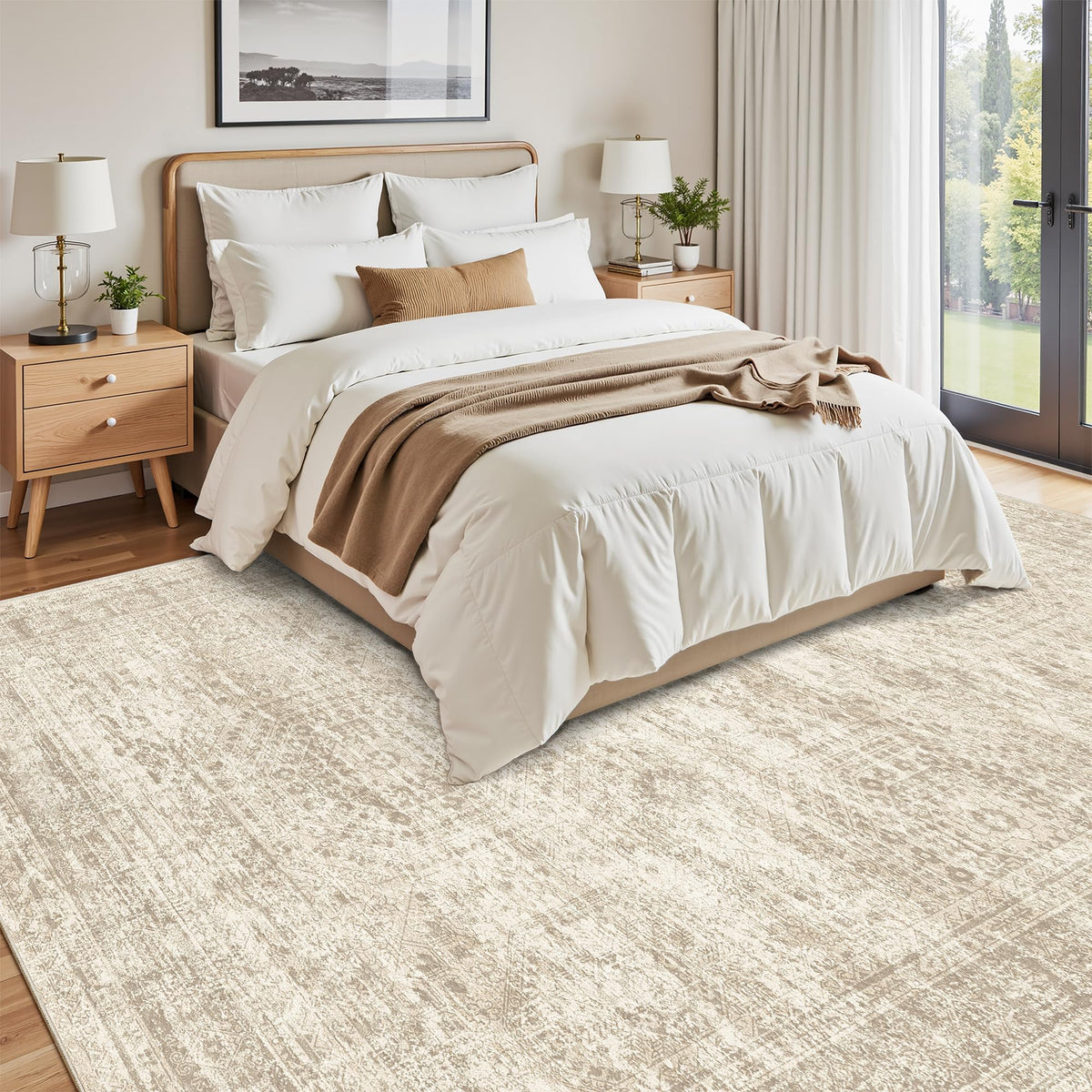 Soalmost Washable Area Rug 8x10 Large Soft Beige Rugs for Living Room - thewildfolk Soalmost Washable Area Rug 8x10 Large Soft Beige Rugs for Living Room