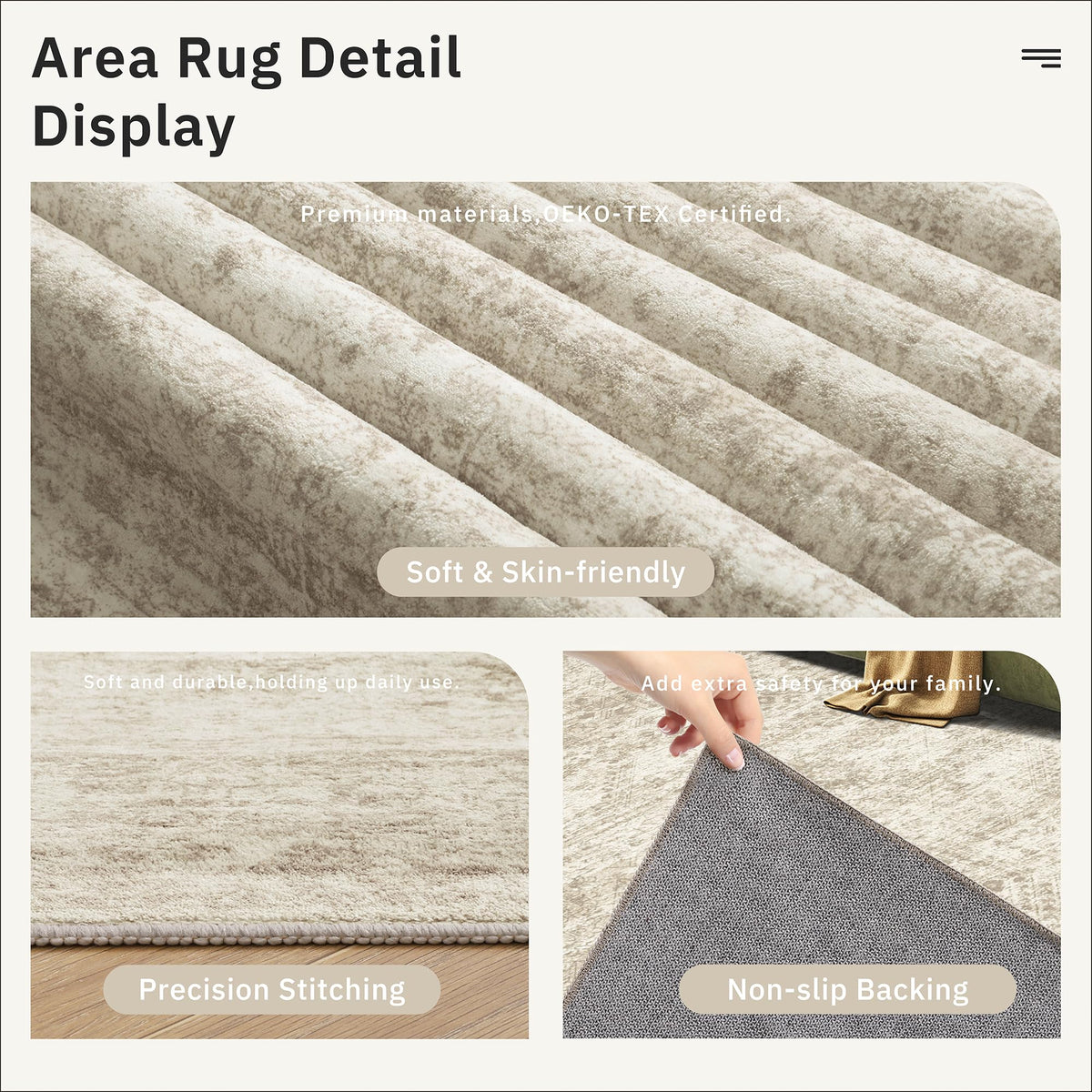 Soalmost Washable Area Rug 8x10 Large Soft Beige Rugs for Living Room - thewildfolk Soalmost Washable Area Rug 8x10 Large Soft Beige Rugs for Living Room