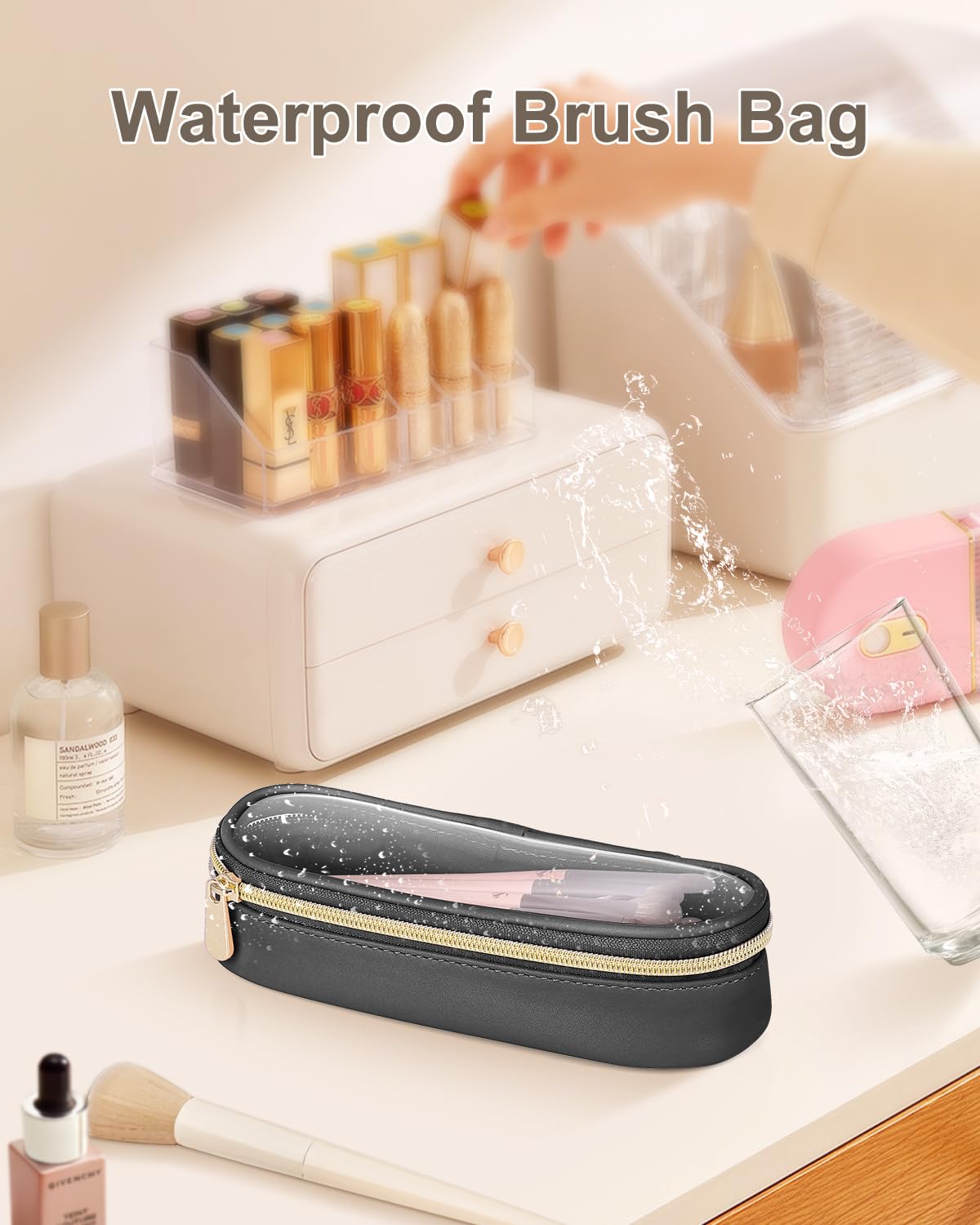 Soimeat Clear Travel Makeup Brush Holder, Leather Makeup Brush Toiletry Bag, Portable Cosmetic Brush Case, Transparent Waterproof Makeup Brush Storage Bag, Black - thewildfolk Soimeat Clear Travel Makeup Brush Holder, Leather Makeup Brush Toiletry Bag, Portable Cosmetic Brush Case, Transparent Waterproof Makeup Brush Storage Bag, Black